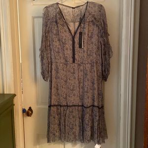 Elie Tahari dress, new, cold-shoulder, lavender, boho, chic, lined